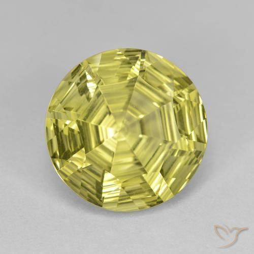 Quarzo Giallo chiaro naturale da 5.82 ct, Rotondo, VVS-VS