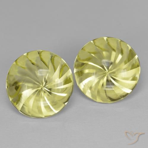 Gemme di Quarzo Giallo Ananas Chiaro naturale da 10.69 ct, Rotondo, Trasparente