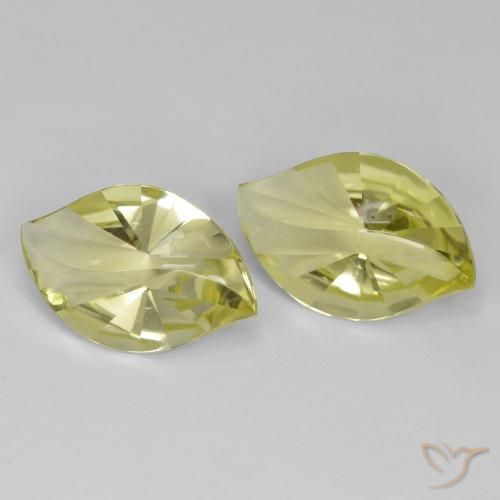 Gemme di Quarzo Giallo Ananas Chiaro naturale da 17.37 ct, Taglio marquise, Trasparente