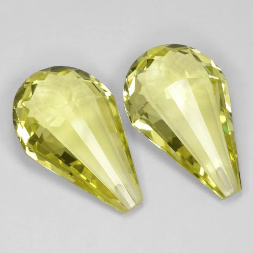 Gemme di Quarzo Giallo chiaro naturale da 29.43 ct, Taglio briolette, VVS