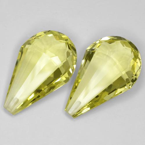 Gemme di Quarzo Giallo chiaro naturale da 29.43 ct, Taglio briolette, VVS