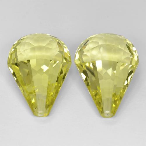 Gemme di Quarzo Giallo chiaro naturale da 29.43 ct, Taglio briolette, VVS