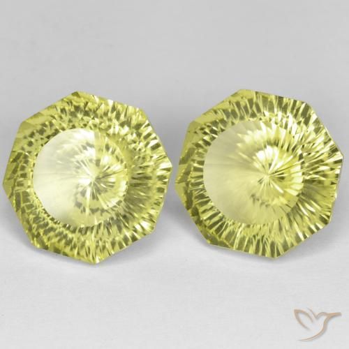 Gemme di Quarzo Giallo verdastro naturale da 17.35 ct, Ottagonale / Taglio smeraldo, VVS-VS