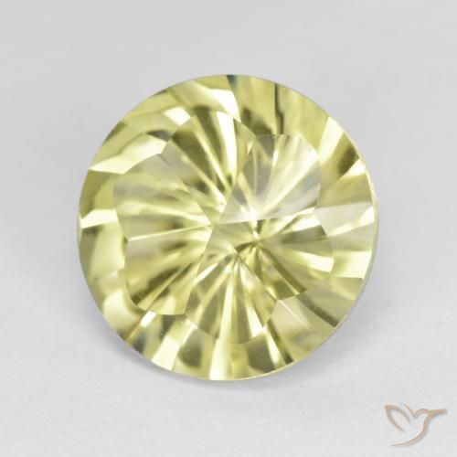 Quarzo Giallo medio-chiaro naturale da 5.16 ct, Rotondo, VVS