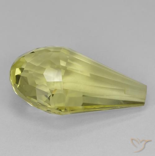 Quarzo Giallo chiaro naturale da 19.11 ct, Taglio briolette, VVS-VS