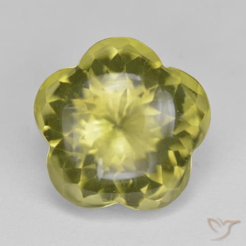 11.91ct Naturale Giallo Ananas Quarzo, Taglio a fiore, Trasparente