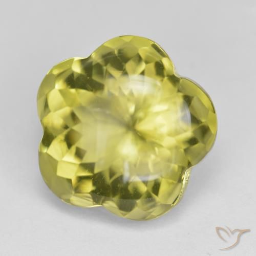 Quarzo Giallo Ananas naturale da 11.91 ct, Taglio a fiore, Trasparente