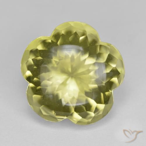11.16ct Naturale Giallo verdastro Quarzo, Taglio a fiore, Trasparente