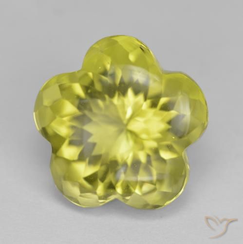 10.71ct Naturale Giallo Ananas Chiaro Quarzo, Taglio a fiore, Trasparente