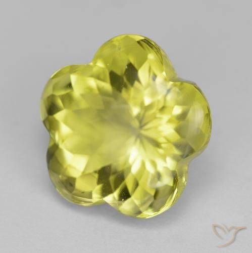 Quarzo Giallo Ananas Chiaro naturale da 10.71 ct, Taglio a fiore, Trasparente