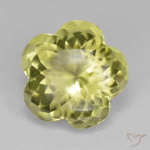 Quarzo Giallo medio naturale da 11.33 ct, Taglio a fiore, Trasparente