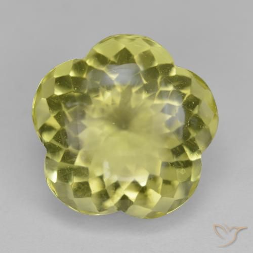 13.86ct Naturale Giallo verdastro Quarzo, Taglio a fiore, Trasparente