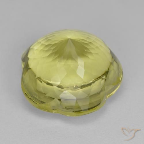 Quarzo Giallo verdastro naturale da 13.86 ct, Taglio a fiore, Trasparente