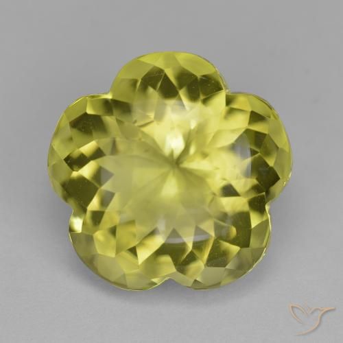 11.31ct Naturale Limone giallo Quarzo, Taglio a fiore, Trasparente