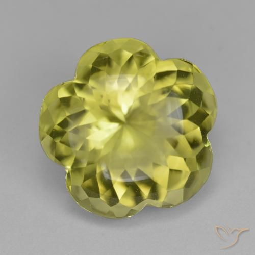 Quarzo Limone giallo naturale da 11.31 ct, Taglio a fiore, Trasparente