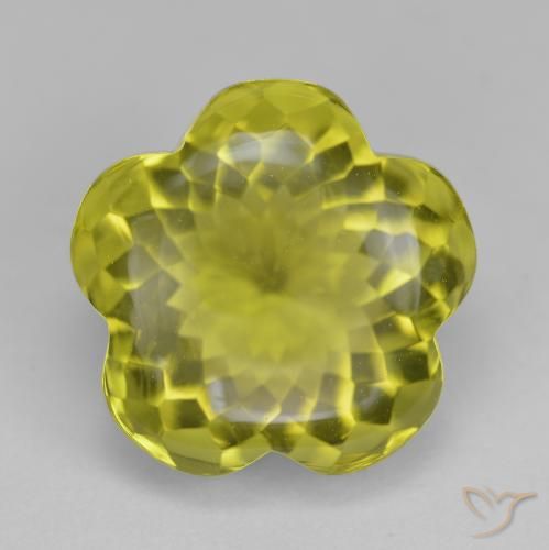 14.78ct Naturale Giallo verdastro Quarzo, Taglio a fiore, Trasparente
