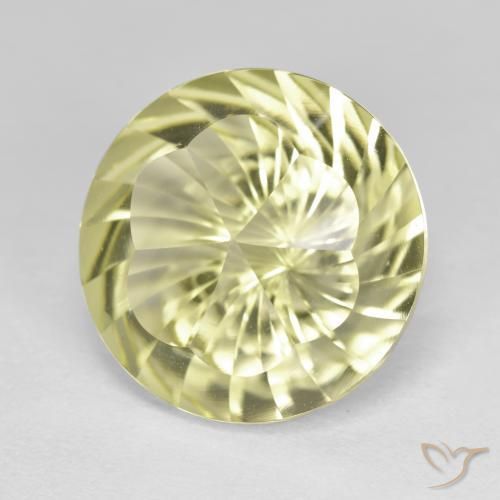 Quarzo Giallo medio-chiaro naturale da 10.08 ct, Rotondo, VVS