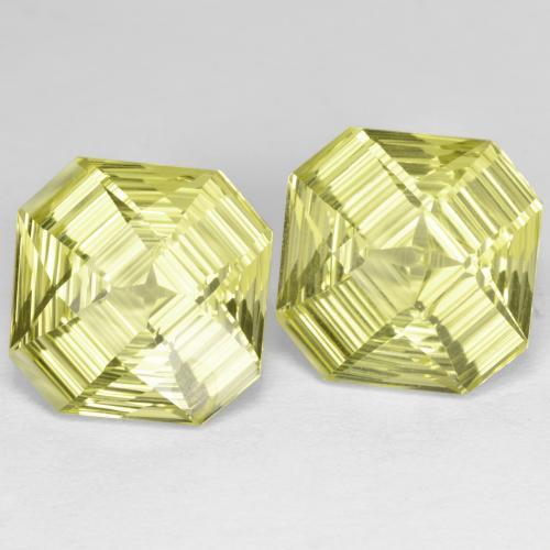 Gemme di Quarzo Giallo medio-chiaro naturale da 12.99 ct, Taglio smeraldo, VVS