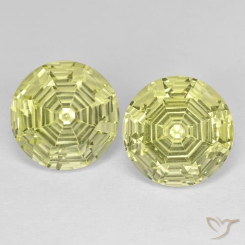 7.04ctw Naturale Giallo chiaro Quarzo, Rotondo, VVS-VS