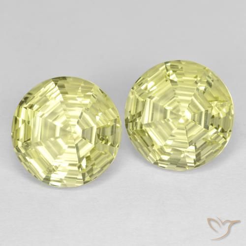 Gemme di Quarzo Giallo chiaro naturale da 7.04 ct, Rotondo, VVS-VS