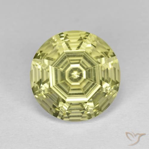 Quarzo Giallo verdastro naturale da 3.62 ct, Taglio rotondo, VVS-VS