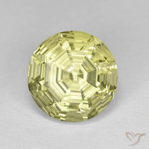 Quarzo Giallo verdastro naturale da 3.62 ct, Taglio rotondo, VVS-VS