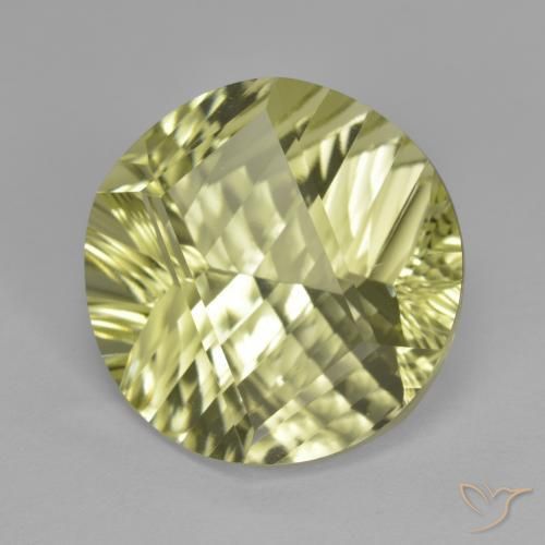 Quarzo Giallo medio-chiaro naturale da 10.26 ct, Rotondo, VVS