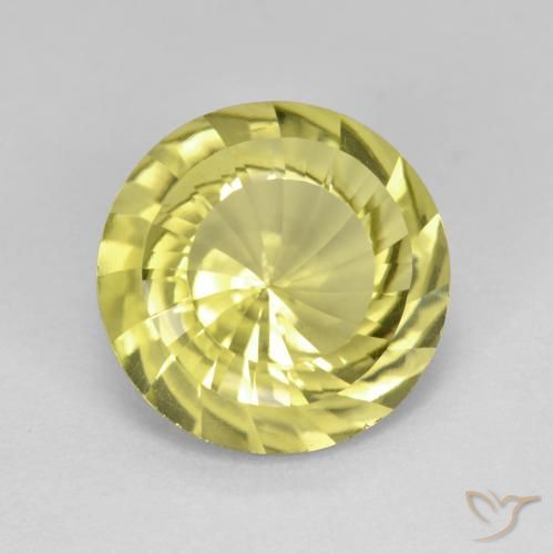 Quarzo Giallo chiaro naturale da 5.29 ct, Rotondo, VVS