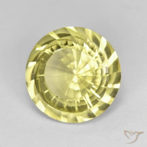 Quarzo Giallo chiaro naturale da 5.24 ct, Rotondo, VVS