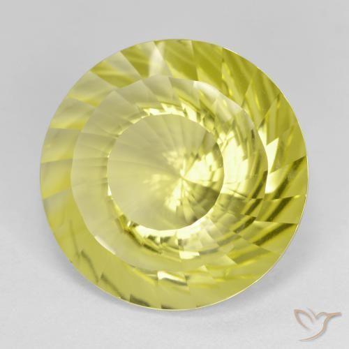 Quarzo Giallo chiaro naturale da 14.35 ct, Rotondo, VVS