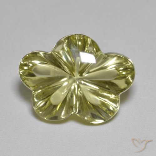 9.65ct Naturale Giallo verdastro Quarzo, Taglio a fiore, Trasparente