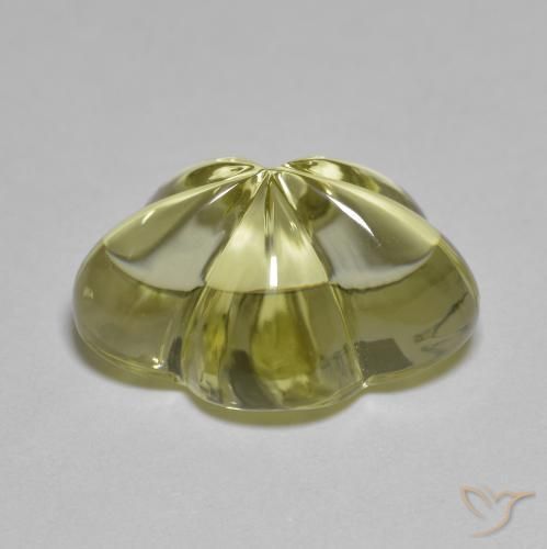 Quarzo Giallo verdastro naturale da 9.65 ct, Taglio a fiore, Trasparente