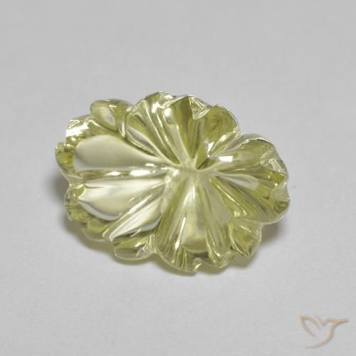 Quarzo Giallo crema pallido naturale da 6.59 ct, Taglio a fiore, Trasparente