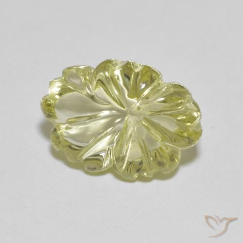 Quarzo Giallo verdastro naturale da 6.48 ct, Taglio a fiore, Trasparente