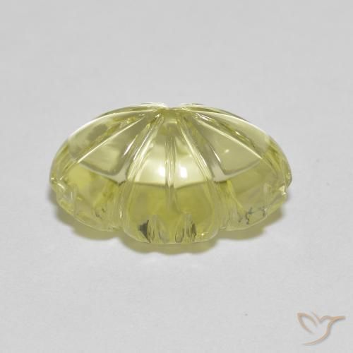 Quarzo Giallo verdastro naturale da 6.48 ct, Taglio a fiore, Trasparente