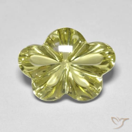 9.59ct Naturale Giallo verdastro Quarzo, Taglio a fiore, Trasparente