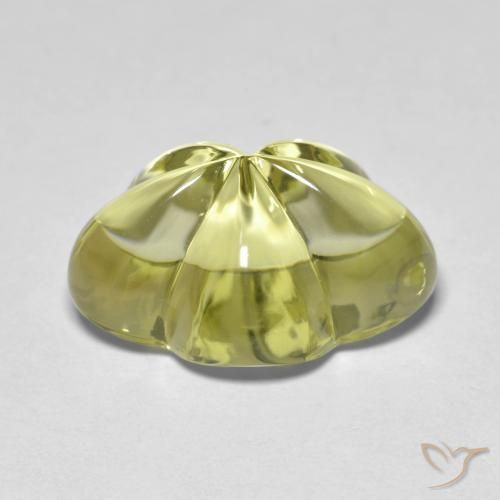 Quarzo Giallo verdastro naturale da 9.59 ct, Taglio a fiore, Trasparente