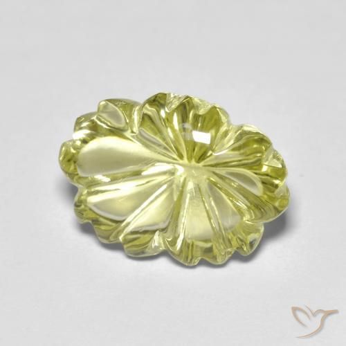 Quarzo Giallo verdastro naturale da 6.53 ct, Taglio a fiore, Trasparente