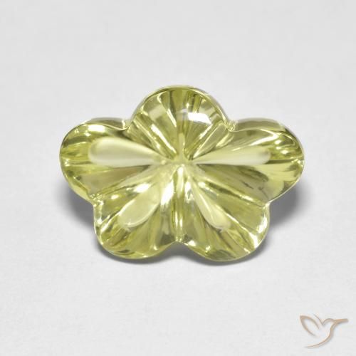6.25ct Naturale Giallo verdastro Quarzo, Taglio a fiore, Trasparente