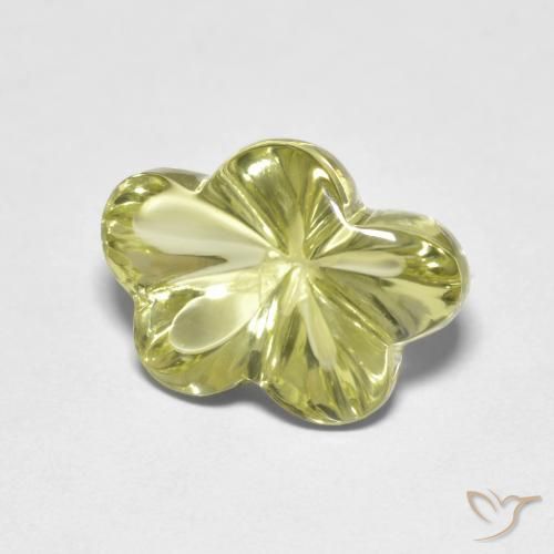 Quarzo Giallo verdastro naturale da 6.25 ct, Taglio a fiore, Trasparente