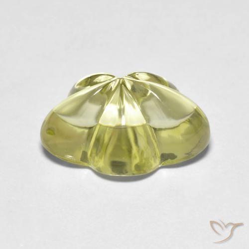 Quarzo Giallo verdastro naturale da 6.25 ct, Taglio a fiore, Trasparente