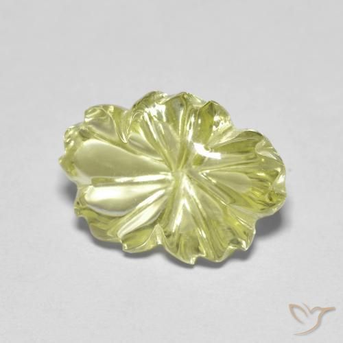 Quarzo Giallo chiaro naturale da 6.40 ct, Taglio a fiore, Trasparente