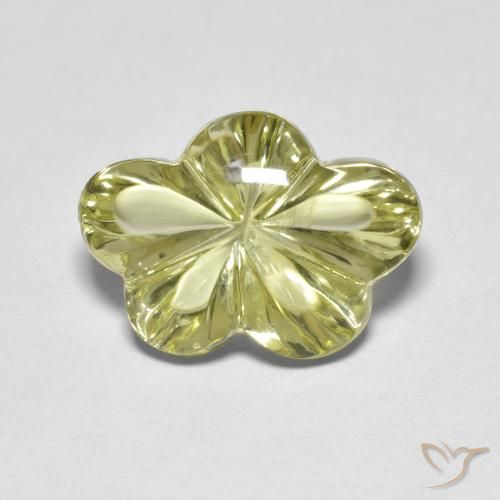 6.31ct Naturale Giallo verdastro Quarzo, Taglio a fiore, Trasparente