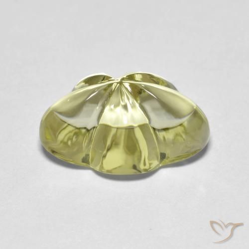 Quarzo Giallo verdastro naturale da 6.31 ct, Taglio a fiore, Trasparente