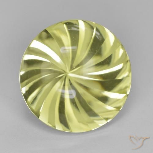 Quarzo Giallo verdastro naturale da 12.85 ct, Rotondo, Trasparente