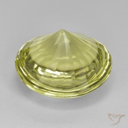 Quarzo Giallo verdastro naturale da 12.85 ct, Rotondo, Trasparente