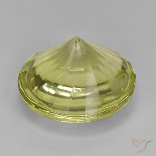 Quarzo Giallo verde naturale da 12.53 ct, Rotondo, Trasparente