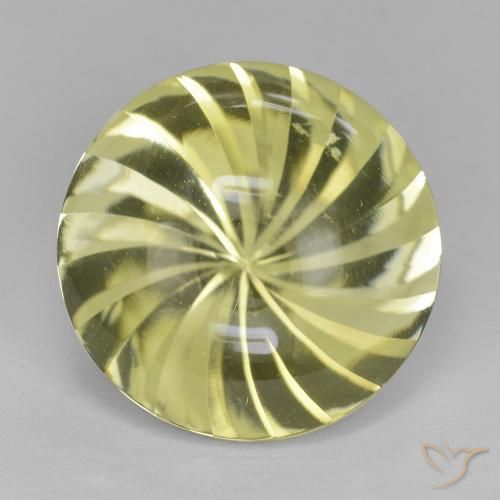 13.30ct Naturale Giallo verdastro Quarzo, Rotondo, Trasparente, Photo A