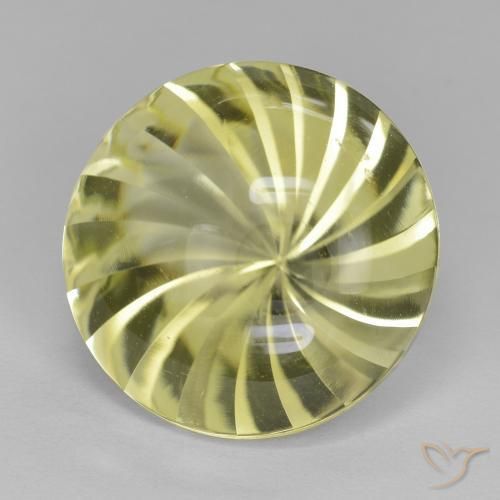 Quarzo Giallo verdastro naturale da 13.30 ct, Rotondo, Trasparente