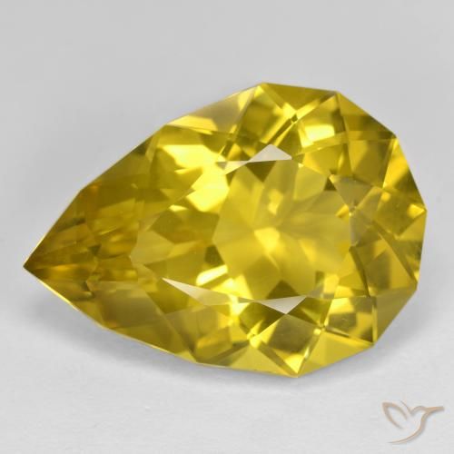 Quarzo naturale giallo da 20,62 ct, taglio a pera, VS